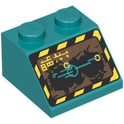 3039px15-39G Dakpan bedrukt 45 2x2 Rock Raiders turquoise, donker gebruikt *5R000