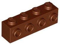 30414-88 Steen 1x4 met noppen één zijde bruin, roodachtig NIEUW *5K0000