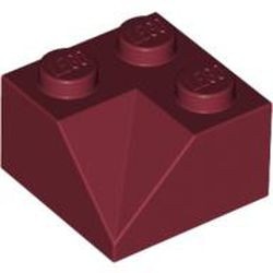 3046a-59G Dakpan 45 graden 2x2 hoek binnenzijde voor oa dakkapel zie 3049 voor nok rood, donker gebruikt *1D033