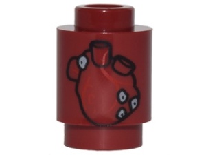 3062pb035-59 Steen 1x1 rond- Menselijk hart rood, donker NIEUW *1L076/77