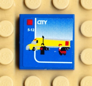 3068bpb0321-7G Tegel 2x2 Vrachtwagen (Sticker) blauw gebruikt *5T05-23