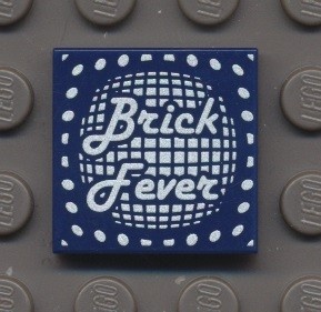 3068bpb0341-63 Tegel 2x2 met opdruk Brick Fever blauw, donker NIEUW *