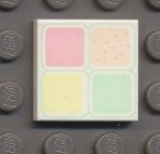 3068pb19-1G Tegel 2x2 Vier gekleurde blokjes wit gebruikt *5T05-14