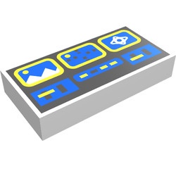 3069bp61-1G Tegel 1x2 Controlepaneel geel en blauw (Ice Planet) wit gebruikt *5T02-02