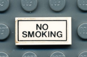 3069bpb0093-1G Tegel 1x2 'NO SMOKING' (Sticker) wit gebruikt *5T02-05