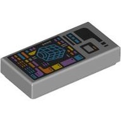 3069pb1448-86 Tegel 1x2 Scherm donkerazuur, middenlavender, oranjed en gele balken (Star Trek) grijs, licht (blauwachtig) NIEUW *