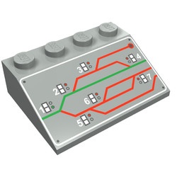 3297px22-9G Dakpan bedrukt 33 3x4 met treinrails patroon lichtgrijs (klassiek) gebruikt *5R000