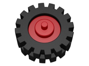 3464c02-5G Wiel met geribbelde band twee asjes rood gebruikt *5W000