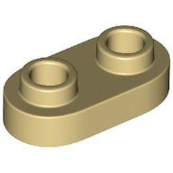 35480-2 Platte plaat 1x2 ovaal/afgerond beide kanten crème NIEUW *1B351