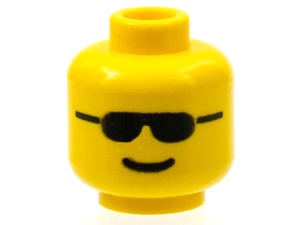 3626p04-3 Hoofd met kleine zwarte zonnebril geel NIEUW *0B0000