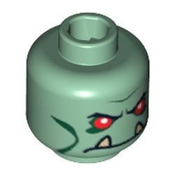 3626pb0280-48 Hoofd alien troll met rode ogen en kinlijnen groen, zandkleurig NIEUW *0B0000