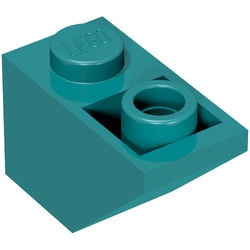 3665-39G Omgekeerde dakpan 45 graden 1x2 turquoise, donker gebruikt *1B398