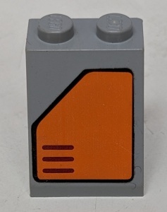 3678bpb007-86G Dakpan bedrukt 65 2x2x2 oranje paneel hoek LINKS (Sticker) grijs, licht (blauwachtig) gebruikt *5R000