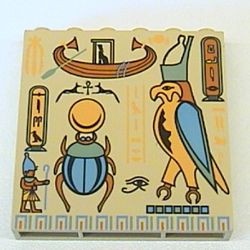 3754px1-2G Steen 1x6x5 Hierogliefen en vogel crème gebruikt *0K0000