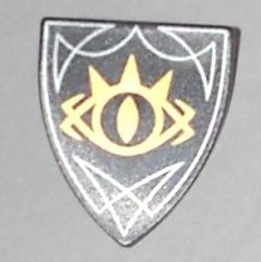 3846pb42-11 Schild driehoek met opdruk Goblin King Eye zwart NIEUW *0L0000