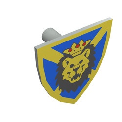 3846px5-9G Schild met geel kruis op blauwe achtergrond en leeuw lichtgrijs (klassiek) gebruikt *0L0000