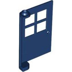 3861-63 Deur 1x4x5 met 4 raampjes- geen frame nodig blauw, donker NIEUW *1B275