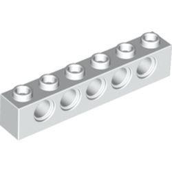 3894-1 Technic, steen 1x6 met 5 gaten wit NIEUW *