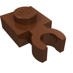 4085-88 Platte plaat 1x1 met verticale clip bruin, roodachtig NIEUW *1B286
