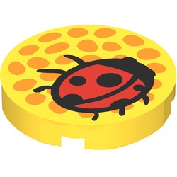 4150px26-3G Tegel 2x2 rond met lieveheersbeestje geel gebruikt *5T07-06