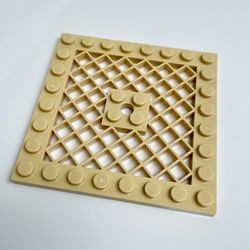 4151b-2G Platte plaat 8x8 met rooster MET gat in midden crème gebruikt *3D0000