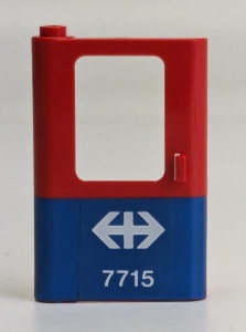 4181pb027-5G Trein, Deur 1x4x5 links rood onderzijde blauw NS sticker rood gebruikt *1D0000