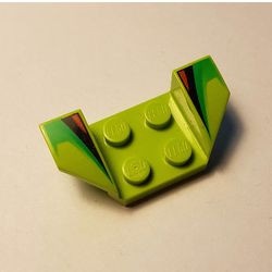 41854pb07-34G Plaat 2x4 met spatbord verhoogde vleugels met zwarte en rode strepen lime gebruikt *5S059
