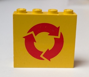 4215ap08-3G Paneel 1x4x3 recycling symbool geel gebruikt *0D0000