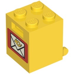 4345apx1-3G Box 2x2x2 met postembleem zie ook 4346 dichte noppen geel gebruikt *5K000
