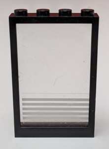 4347pb07-11G Raam 1x4x5 met vast glas, vijf witte strepen (Sticker) zwart gebruikt *5S049
