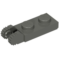 44302-10G Scharnierplaat 1x2- TWEE houders aan einde donker, grijs (klassiek) gebruikt *1B332