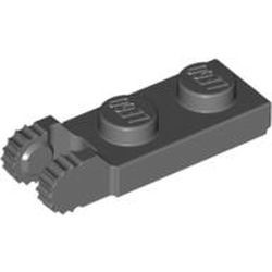 44302-85G Scharnierplaat 1x2- TWEE houders aan einde grijs, donker (blauwachtig) gebruikt *1B332