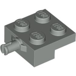 4488-9 Platte plaat 2x2 met 1 wielhouder (pin) lichtgrijs (klassiek) NIEUW *1B266