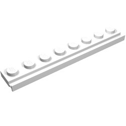 4510-1 Platte plaat 1x8 met deurrail/dakgoot wit NIEUW *1B317