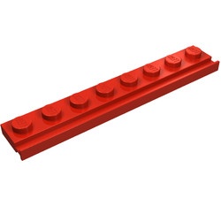 4510-5BULK BULK: 20x Platte plaat 1x8 met deurrail/dakgoot rood NIEUW *1B317