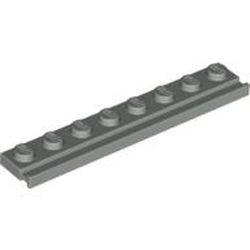 4510-9G Platte plaat 1x8 met deurrail/dakgoot lichtgrijs (klassiek) gebruikt *6L3