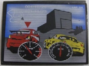 4515pb026-11G Dakpan 10 graden 6x8 Racing cars RPM&MPH op monitor (Sticker) zwart gebruikt *5R000