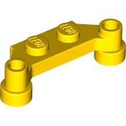4590-3G Platte plaat 1x4 offset (plaat 2 x1+gaten links en rechts) geel gebruikt *1D012