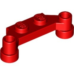 4590-5 Platte plaat 1x4 offset (plaat 2 x1+gaten links en rechts) rood NIEUW *1B320