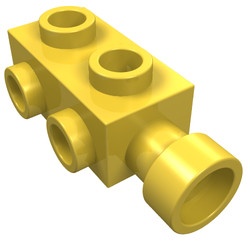 4595-3G Steen 1x2x2/3 met noppen aan zijden geel gebruikt *1L0000