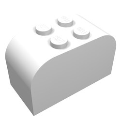 4744-1G Steen 2x4 afgerond boven met 4 noppen bovenop wit gebruikt *0K0000