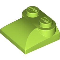 47457-34G Steen 2x2x 2/3 twee noppen, gebogen einde (kikker) lime gebruikt *1D028