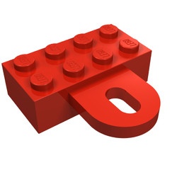 4748-5G Steen 2x4 met hengsel rood gebruikt *