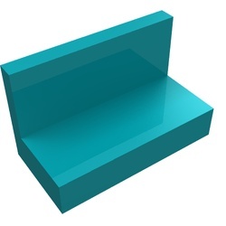 4865-39G Paneel 1x2x1 (bankje) rechte hoeken turquoise, donker gebruikt *1B396