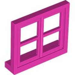 5259-47 Raam 4 ruitjes 1x4x3 met vensterbank roze, donker NIEUW *