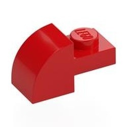 5841-5 Steen 2x1 met afgeronde kop en nop rood NIEUW *1L097
