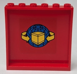 59349pb018-5G Paneel 1x6x5 met box en pijlen op ronde achtergrond (Sticker) rood gebruikt *5P0000