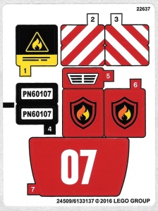 60107stk01 STICKER 60107 Fire Ladder truck NIEUW *0S0000