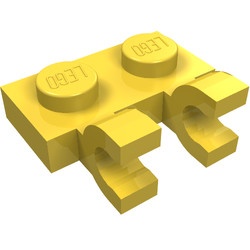 60470-3 Platte plaat 1x2 met TWEE horizontale clips geel NIEUW *1B291