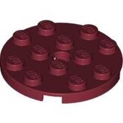 60474-59 Platte plaat 4x4 rond rood, donker NIEUW *5K000